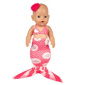 Rosa Meerjungfrau Puppenkleidung Set für 18 Zoll 45cm Puppen Spielzeug Outfit Kleidung.