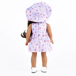 18 Zoll Puppenkleidung Set lila Heißluftballon Kleid mit Sonnenhut für Puppen