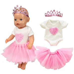 18 zoll puppenkleidung set 43cm puppen outfit krone herz tüllrock für babypuppen spielzeug
