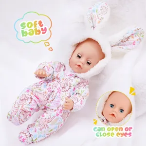 Simulation Reborn Baby Puppe Vinyl Beruhigende Puppe Süße Mode Tier Thema Interaktive Augen Zum Öffnen Und Schließen Puppe Für Kinder Zuhause Dekor