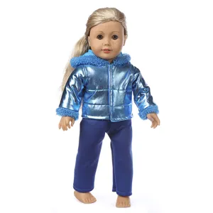 Lässige Puppenkleidung Stoff Wintermantel Hose Outfits Set Für Achtzehn Zoll American Girl Puppen Kleiden Zubehör Geschenk Kinder Spielzeug
