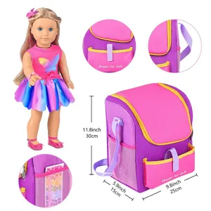 18 inch American girl doll backpack set 45cm doll clothes accessories cute butterfly dress