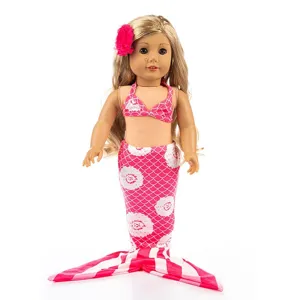 18 Zoll amerikanische Puppe Kleidung rosa Meerjungfrau Badeanzug Set Puppenoutfit Hauptansicht