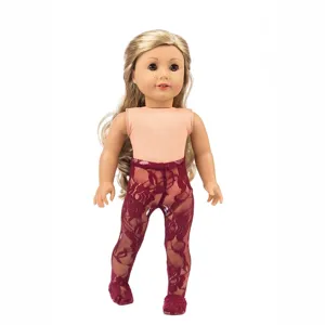 18-Zoll-Puppen-Spitzenstrumpfhose bordeauxrote Leggings Mode Kleidung für Puppen Zubehör