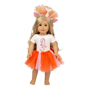 18 Zoll amerikanische Puppenkleidung Set mit Meerjungfrau Tutu Rock und Haarreif Detail