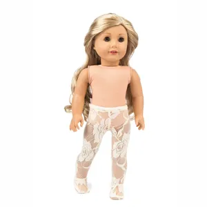 18 Zoll Puppen Spitzen Leggings und weiße Strumpfhosen für Puppenbekleidung Detail.