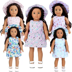 Blumen Puppenkleid Set Mit Passendem Hut Pastoraler Stil Puppenoutfits Stoffkleidung Für Puppen Zubehör Geschenk