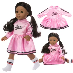 18 Zoll amerikanische Puppenkleidung rosa Kleid Set Puppenoutfits süßes Prinzessinnenkleid
