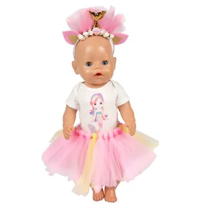18 Zoll Puppen Kleidung Meerjungfrau Regenbogen Tutu Outfit süsses Puppen Verkleidung Zubehör