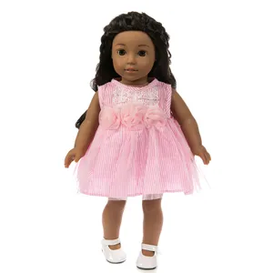 18 Zoll amerikanische Puppe mit rosa Prinzessinnenkleid niedliches Spielzeug Puppenset