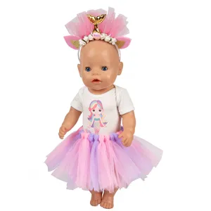 18 zoll puppenkleidung meerjungfrau regenbogen tutu rock set für amerikanische mädchen puppe