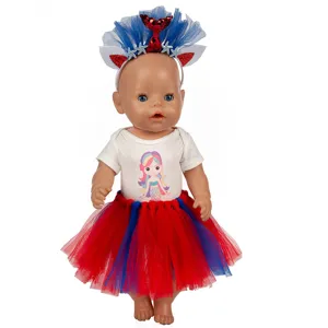 18 Zoll Puppenkleidung Meerjungfrau Regenbogen Tutu Rock Set Puppenverkleidung Zubehör
