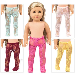 18 Zoll Puppe Spitzenstrumpfhose bunte Netz Leggings fuer amerikanische Puppen Kleidung