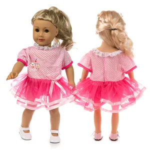 18 zoll puppenkleidung rosa punkte kleid tutu rock set für amerikanische puppe verkleiden.
