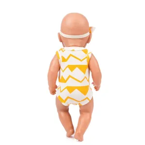 Doll clothes set for 43cm baby dolls sleeveless romper and cute headband yellow white