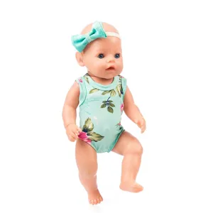 43cm baby doll clothes floral romper and matching headband set cute toy accessories