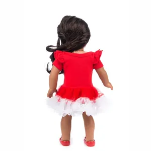 Weihnachten Puppenkleidung Set für 45 cm Puppen rot weißes Festtagsoutfit Detailansicht