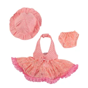 18 Zoll Amerikanische Puppen Kleidung Set rosa Pünktchen Kleid Hut Outfit für BJD Puppen