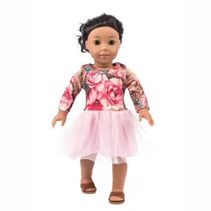 18 Zoll Puppenkleidung Set mit Blumen Top und rosa Tüllrock für 45 cm American Girl Puppen.