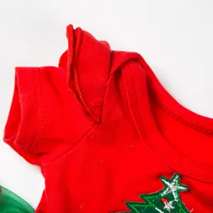 Rote Weihnachts-Puppenkleidung Detailansicht, 45cm Amerikanisches Puppen Outfit Zubehör.
