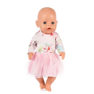 18-Zoll-Babypuppe Spielzeug mit blumigem Oberteil und rosa Tüllrock für Kinder