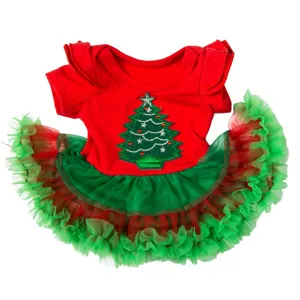 Weihnachten Puppenkleid 45cm Amerikanisches Mädchen Puppen Outfit Rot Grüner Tüllrock