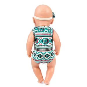 18 inch doll clothes set 43cm baby doll outfit ethnic print romper with headband toy