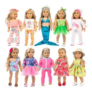 18 Zoll Puppenkleidung Prinzessinnenkleid Für 45cm Mädchenpuppen Stoff Bedruckter Tutu Rock Outfit Set Kinder Spielzeug Zubehör