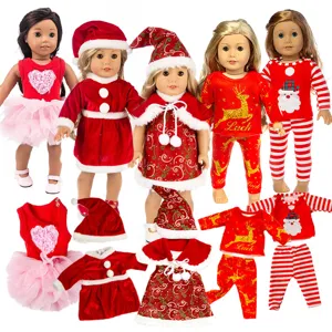 Weihnachts Puppenkleidung Für Mädchenpuppen Festliche Weihnachtsmann Rentier Kleider Plüsch Puppenbekleidung Zubehör