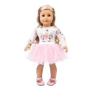 18 zoll puppenkleidung süßes einhorn top rosa tutu rock set für amerikanische mädchen spielzeug