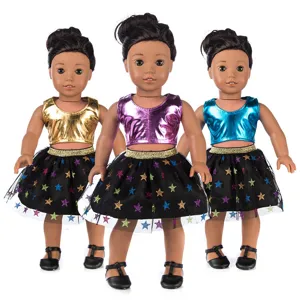 18-Inch Doll Clothes Set Shiny Crop Top and Star Skirt Outfit for 43cm Girl Dolls