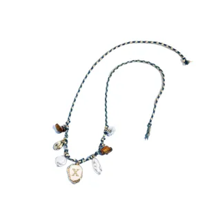 Bohemian braided letter anklet with pearls and shells, perfect for summer beach vacation style.