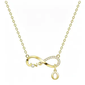 Collana con ciondolo lettera O infinito in oro, elegante catenina con strass donna.