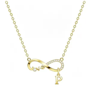 Squisita collana con simbolo dell infinito dorata con cristalli e ciondolo lettera P donna