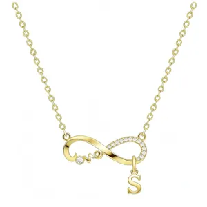 Collana con infinito amore dorato con ciondolo lettera S strass brillanti gioiello