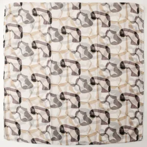 Französischer Satin Schal mit Kieselstein Print, große Baumwolle Leinen Haptik Tuch.