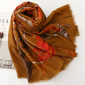 Retro Chinese style printed scarf retro floral pattern chic fashion beach shawl wrap