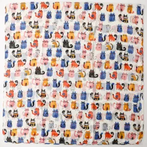 Joli foulard femme leger imprime chat dessin anime printemps ete respirant mode carre