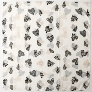 Bufanda de seda con estampado de leopardo zebra corazon moda patron animal verano