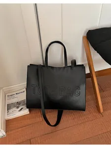 Bolso tote negro grande para mujer, elegante bolso de hombro de cuero para trabajo diario.