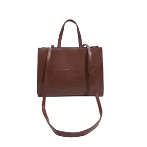 Bolso tote marrón de gran capacidad para mujer retro de piel PU elegante bolso de hombro