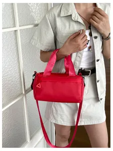 Bolso cruzado de nailon rojo para mujer bolso de hombro informal con asa superior