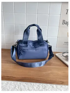 Elegante bolso bandolera de nylon azul, bolso casual y versátil con cremallera para diario.