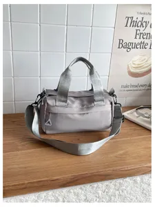 Bolso bandolera informal de nailon gris para mujer bolso de uso diario práctico