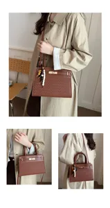 Bruine dames handtas stijlvolle schoudertas casual shopper vierkante tas retro design handig