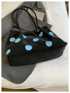 Μαύρη μπλε τσάντα tote με βούλες μεγάλη χωρητικότητα casual γυναικεία τσάντα ώμου