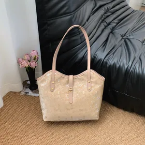 Mode PU Leer Tote Bag Grote Capaciteit Alfanumerieke Print Schoudertas Handtas Stedelijk Minimalistisch Slot Sluiting Satchel Voor Vrouwen