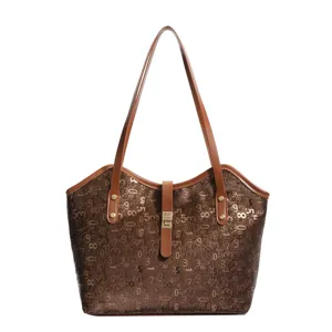 Grote bruine shopper schoudertas voor dames casual handtas modieus en ruim model nieuw