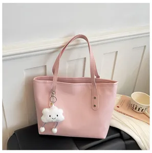 Bolso tote rosa casual y elegante para mujer, bolso de hombro grande para el trabajo diario.