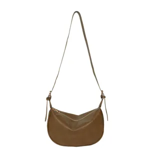 Borsa a tracolla marrone vintage elegante borsa a mezzaluna retrò per donna alla moda